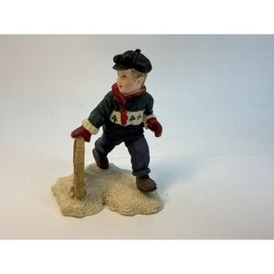 Mervyn's Village Square Collection‎ Boy With Wagon Wheel Miniature Figurine